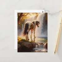 Gorgeous Horse at the Waterfall Postcard