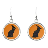 Cute Black Witch Cat Earrings