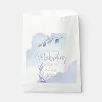Rustic Watercolor Aqua Lilac Leaves Save the Date Favor Bag