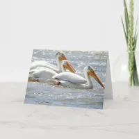 American Pelicans on Mississippi River Blank Card