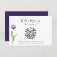 QR Code Minimalist Purple Tulip Wedding RSVP