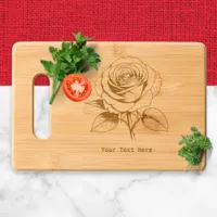 Rose Flower Elegant Botanical Floral Pretty Custom Engraved Cutting Board