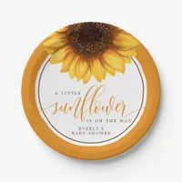 Floral Little Sunflower On The Way Baby Shower Paper Plates