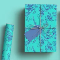 Bold & Bright Blue and Navy Wildflower Wrapping Paper Sheets