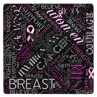 Breast Cancer Awareness Word Cloud ID261 Square Wall Clock