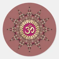 Golden Om on Earth Pinks Geo Star Classic Round Sticker