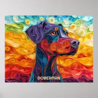 Doberman Quilling Art Dog Portrait Poster