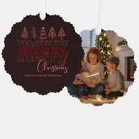 Rosewood Chic Scribbles Merry Christmas Keepsake Ornament Card