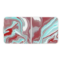 Teal, Burgundy, Red and White Marble Swirls   Beer Pong Table