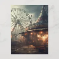 The Haunted Abandoned dystopian Carnival Tent  Postcard