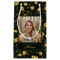 Elegant Yellow Buttercup Flower Photo Birthday Small Gift Bag