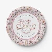 Dusty Pink Wildflower Baby Shower Plates – Boho Fl