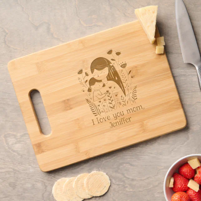 Cute Mother & Daughter Hugging Mother's Day Engraved Cutting Board