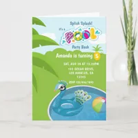 Peacock Floatie Pool Birthday Party Invitation