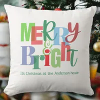 Merry and Bright Christmas Throw Pillow