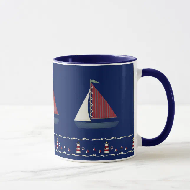 Cute Blue Toy Sailboat Mug