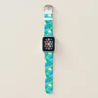 Sublime Himalayan Poppy Aqua Green Floral Pattern Apple Watch Band