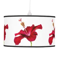 Red Hibiscus Flower Side View Pendant Lamp