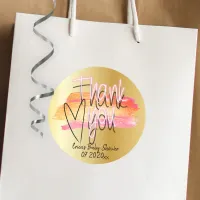 Modern Decorative Script Baby Shower Thank You Classic Round Sticker