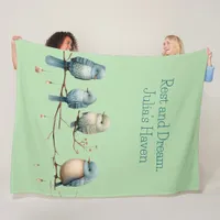 Whimsical Birds on Branches Timeless Elegance Fleece Blanket