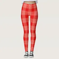 Gingham Checkered Red and White Leggings