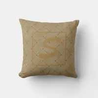 Elegant Brown Monogram Throw Pillow