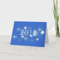 Card - New Year Bubbles on Blue with Year