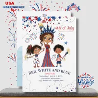 Cute 4th of July Family Fireworks BBQ Party  Invitation