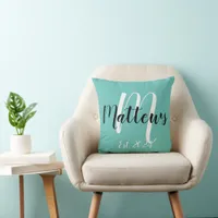 Family Name Monogram and Est. Date Throw Pillow