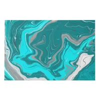 Turquoise and Teal Marble Fluid Art Faux Canvas Print
