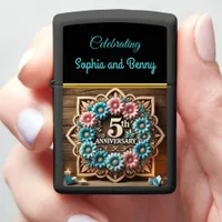 Rustic Beauty: 5th Anniversary Floral Glow Zippo Lighter