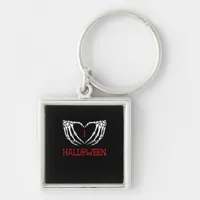 Halloween Skeleton Hands Forming Heart Gothic Keychain