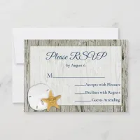 Rustic Beach Driftwood Sand Dollar Wedding RSVP