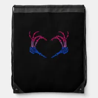 Skeleton Heart Bisexual Lgbt-Q Pride Skull Hand Drawstring Bag