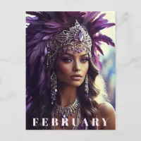 *~* FEBRUARY Headdress AP53  Boho AMETHYST Postcard