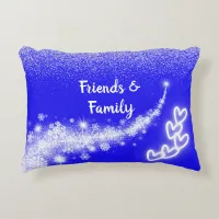 White glitter, monogrammed on blue | accent pillow