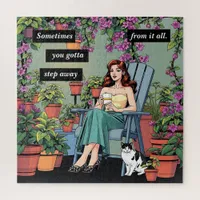 Relaxing with Coffee, Cats and Plants Jigsaw Puzzle