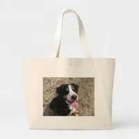 Bernese Mountain Dog Smile Large Tote Bag