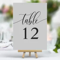 Soft Gray Minimalist Calligraphy Wedding Table Number