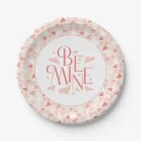 Valentines Day Chic Pink Hearts Be Mine Party Paper Plates