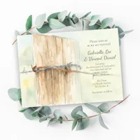 Fence Post Country Farm Watercolor Wedding Invitation