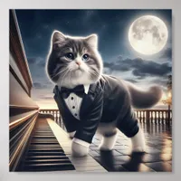 Cute Cat Pawdigy Plays a Moonlight Sonata Acrylic Photo Tile