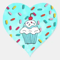 Chocolats Cupcake with Candy Sprinkles Heart Sticker