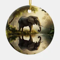 An Elephant's Reflection Ceramic Ornament