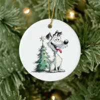 Rescue Dog's First Christmas in Furever Home Ceramic Ornament