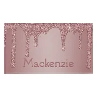 Girly Blush Pink Sparkle Glitter Drips Name Tag