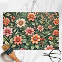 Elegant Vintage Floral Botanical Pattern Tissue Paper