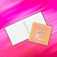 Pretty Pink- Moon, Butterfly, Floral - Monogram | Notebook