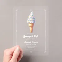 She's Been Scooped Up! Minimalist Bridal Shower Acrylic Invitations
