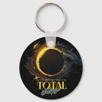 Solar Eclipse Gift 2024 Your City State Black  Keychain